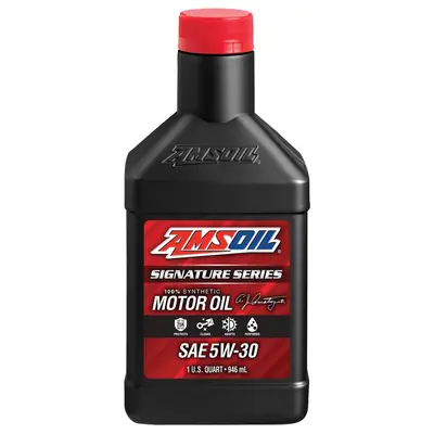 AMSOIL Signature Series 5W-30 100% Synthetic Motor Oil quart bottle